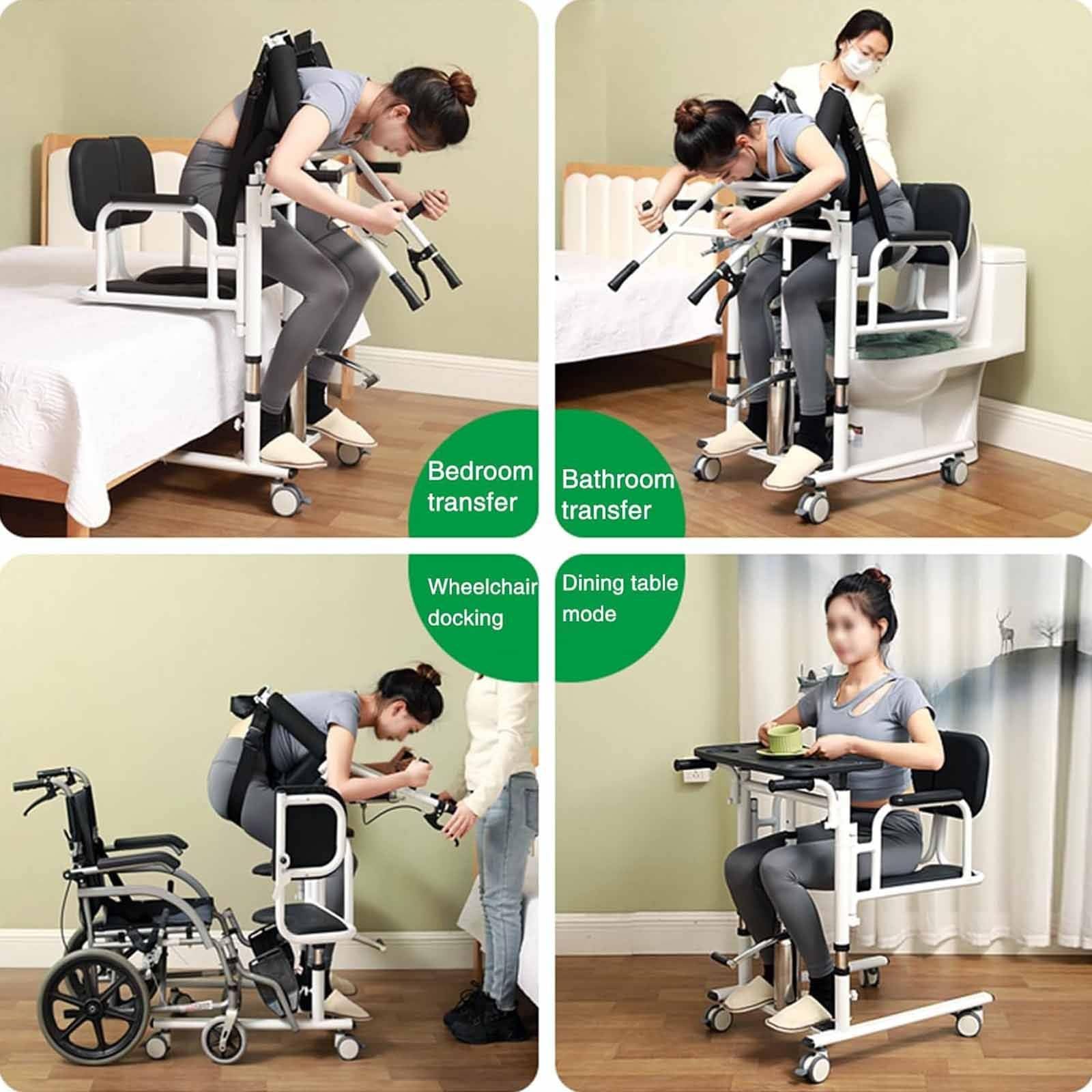 Silla de Transferencia Hidráulica Multifunción con Orinal,Altura Regulable,Soporte 200 kg,para Ancianos,Enfermos o Embarazadas,Facilita el Traslado y Uso del Inodoro de Forma Segura Orange