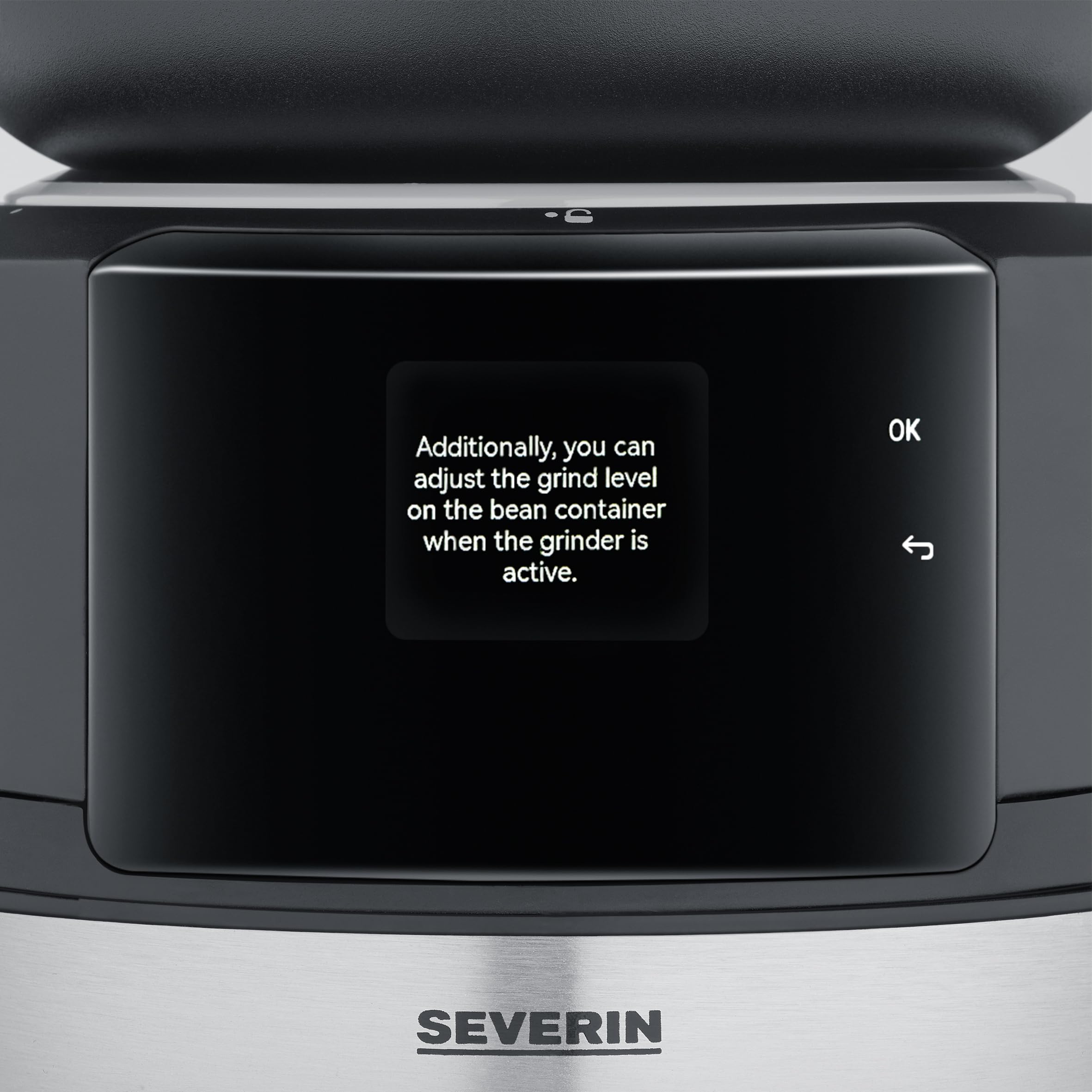 SEVERIN FILKA, cafetera de filtro totalmente automática, cafetera de filtro 5 en 1 con pantalla LED, molinillo, con jarra termo, negro mate/acero inoxidable, KA 9695