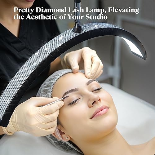 Miniatura 14 de Luz de pestañas, luz de media luna con diamantes brillantes de 23 pulgadas para extensiones de pestañas, arte de uñas, arte de tatuajes y cuidado