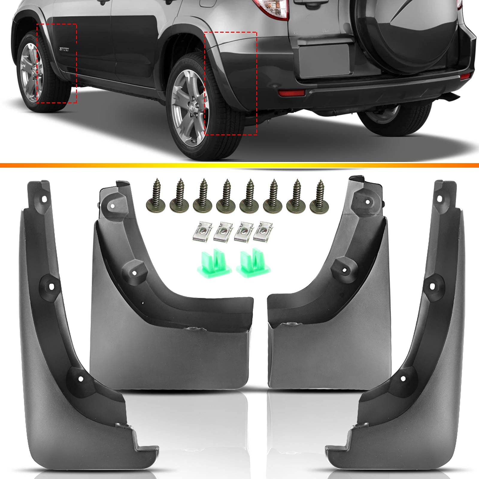 Set of 4 Front and Rear Side Mud Flaps Splash Guard for Toyota RAV4