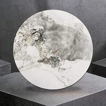Dining Tabletop Lazy Susan Marble Turntable, 360 Rotating Kitchen Serving Tray, Round Sintered Stone Lazy Susan Organizer Plate, for Easy to Share FoodNatural,60 * 60cm
