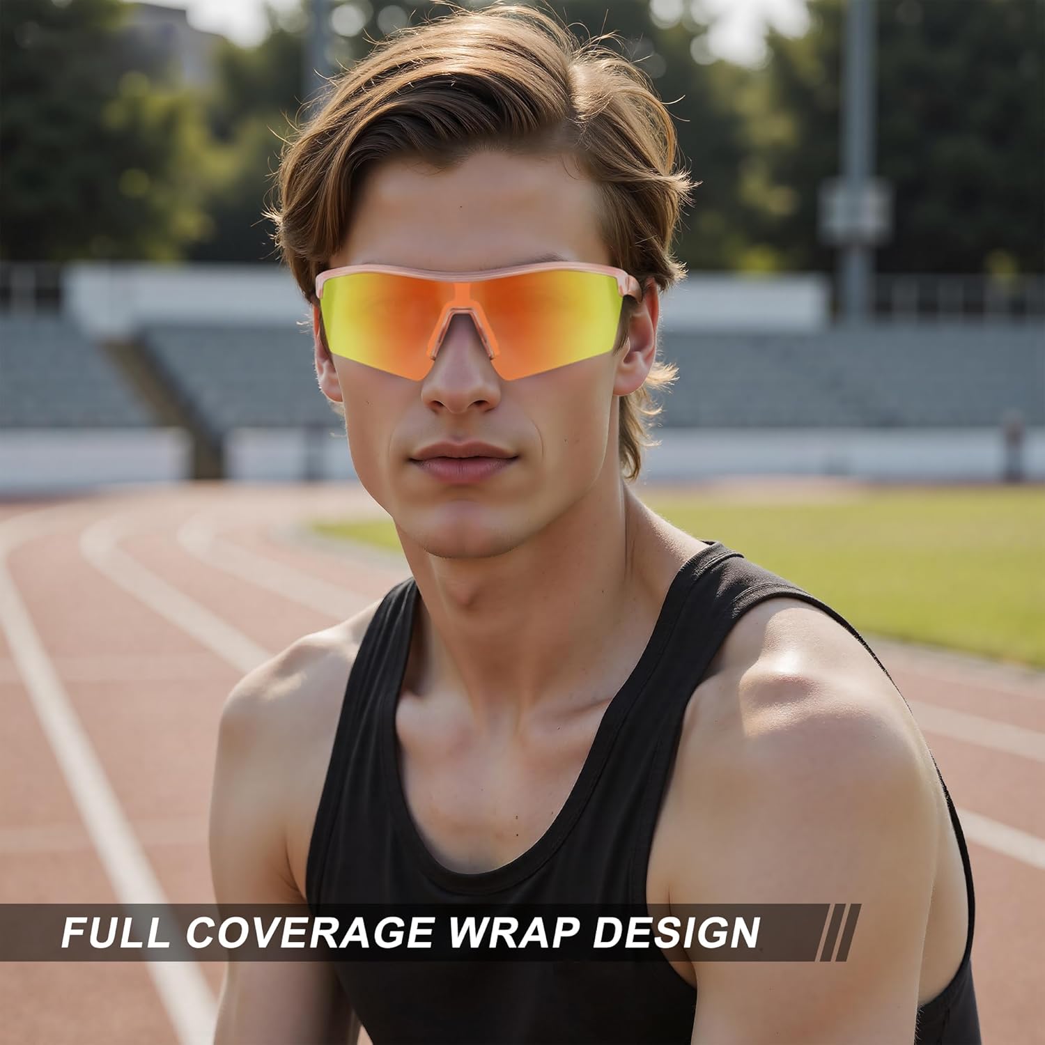 Polycarbonate Polarized Lens Shield Sports Sunglasses for Men Women For Golf, Pickleball, Running,Tennis,cycling