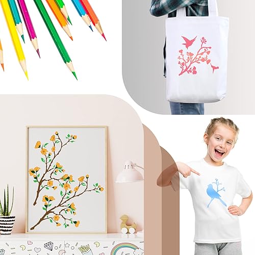 Miniatura 5 de Juego de 20 plantillas reutilizables para estarcir, plantillas de primavera e invierno, de Navidad, para pintar sobre pared de madera, decoración