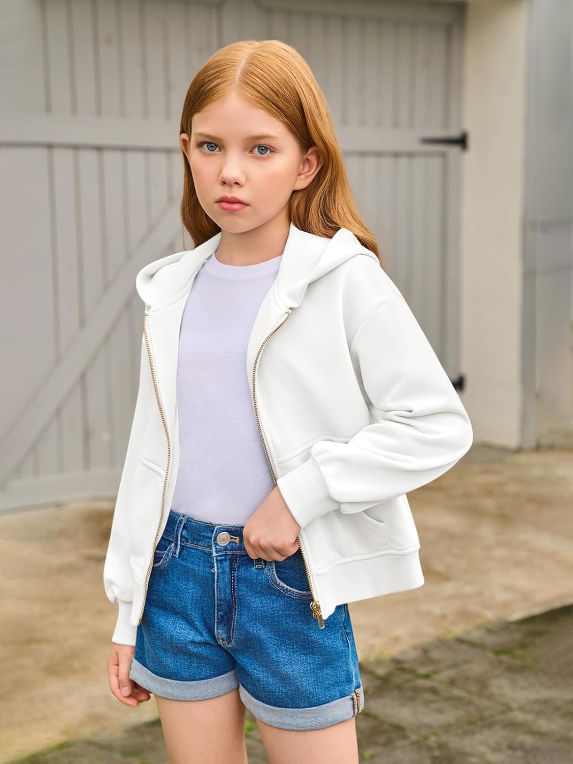Haloumoning Girls Zip Up Hoodies Kids Casual Long Sleeve Sweatshirt Fall Jacket with Pockets 5-14 Years - Image 3