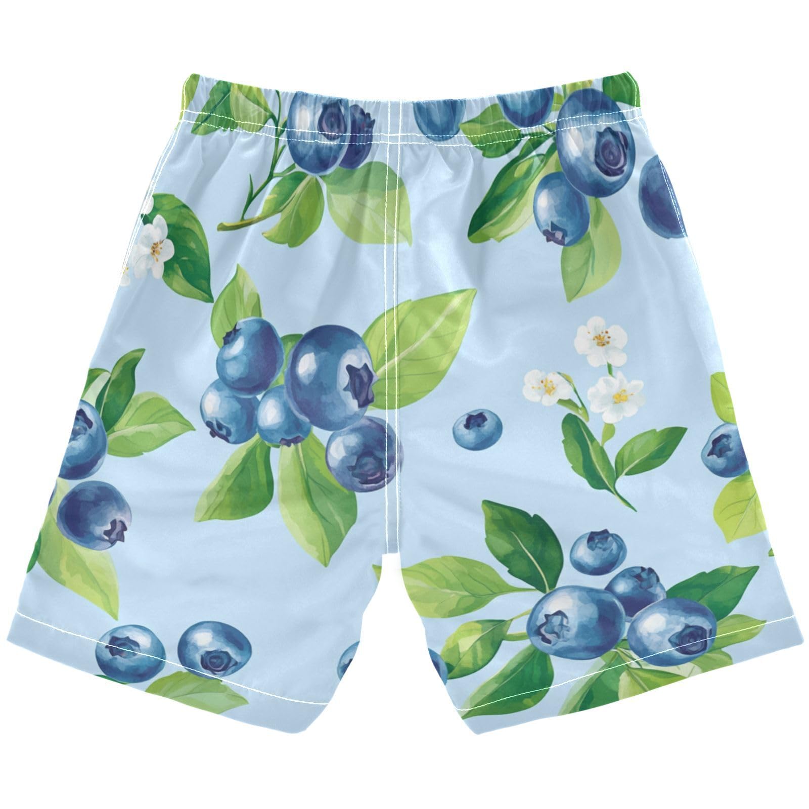 Jucciaco Boys Beach Board Shorts Blueberry Fruit Blue Swim Trunk Teen Swimwear