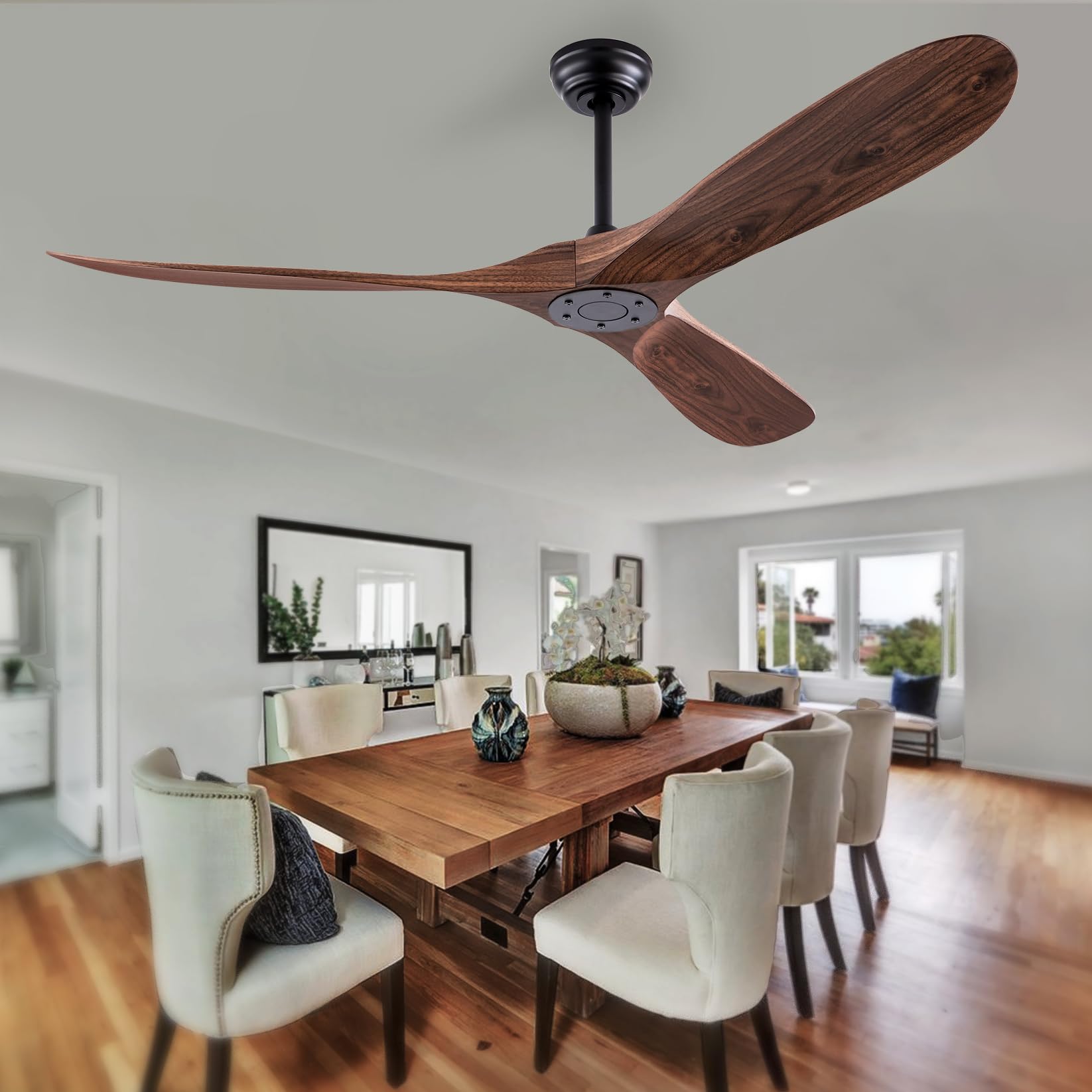 QUTWOB 60-inch ABS Ceiling Fan with Remote Control No Lights, 3 Blades, Quiet Ceiling Fan, Modern Ceiling Fan for Living Room, Bedroom, Office, Dining Room, Patio, Farmhouse.