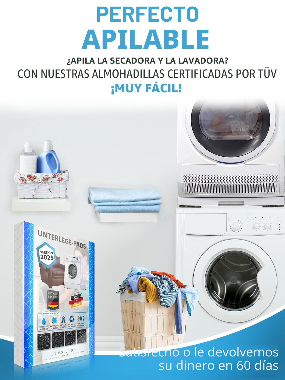 Almohadillas de Goma Antivibraciones 4 Piezas XXL para Lavadoras y Secadoras Soportes Seguros 9x9x1 cm