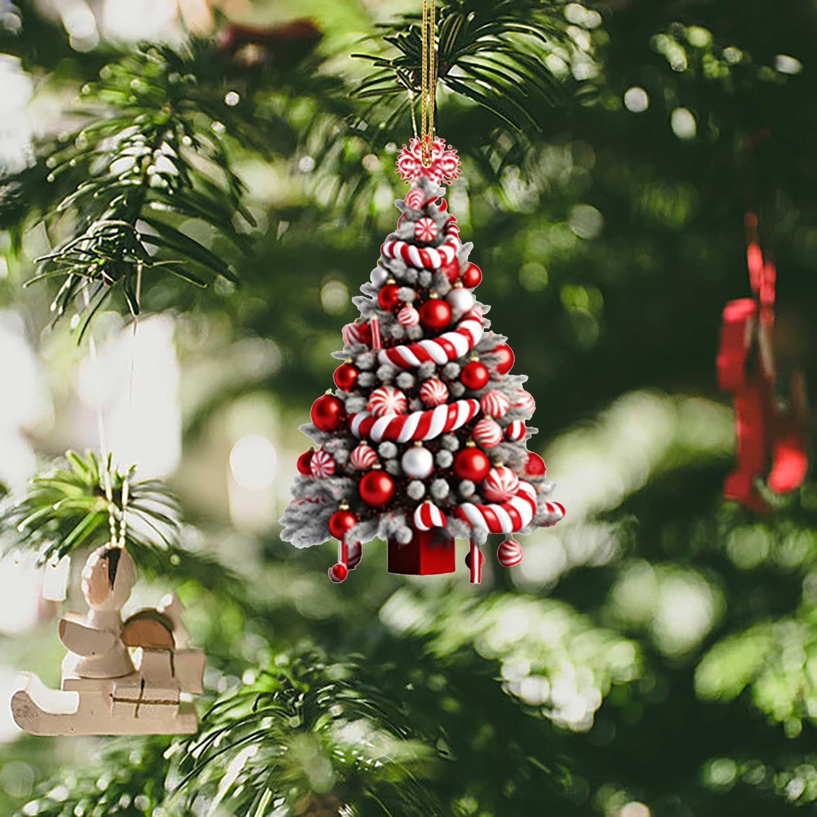 30 Stück Weihnachtsbaum Anhänger Aus Holz - Bunter Christbaumschmuck