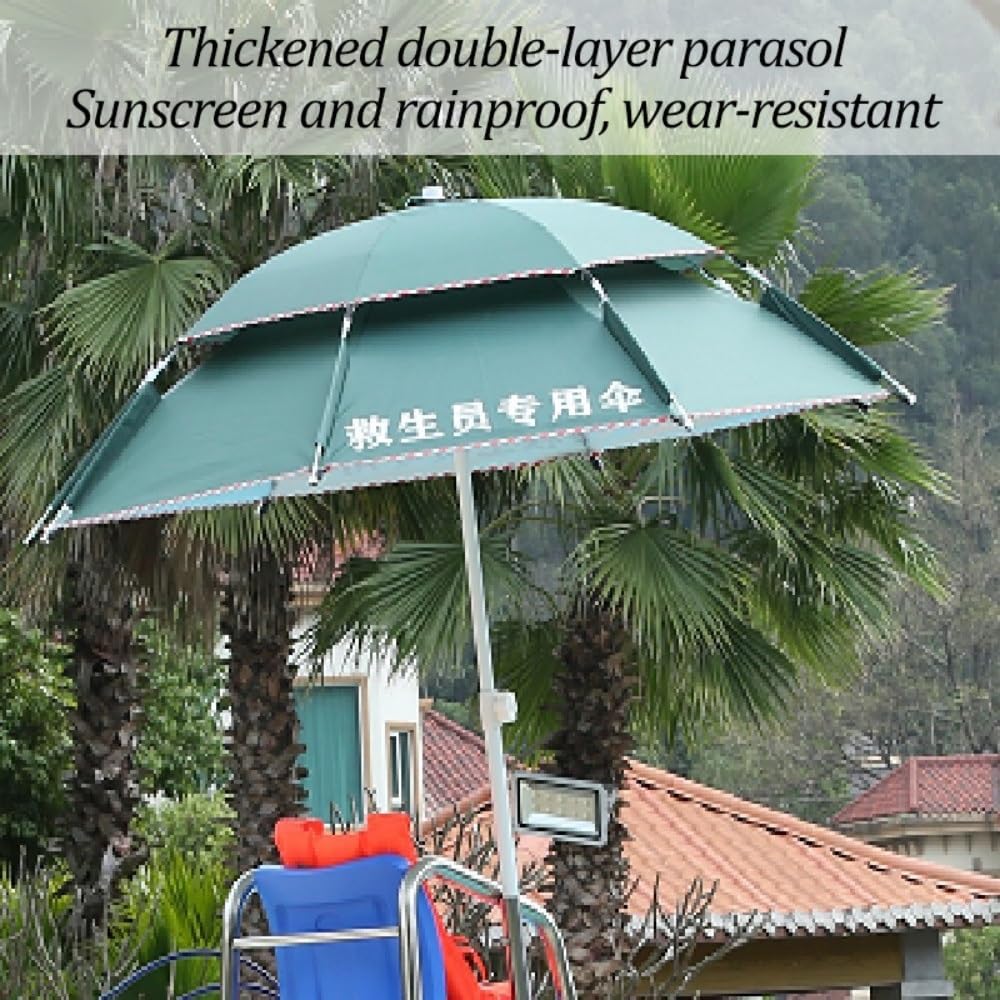 Stainless Steel Lifeguard Chairs with Double-Layer Sunshade,Loads 661lbs, Detachable Lifeguard Observation Chair, Referees Tall Chair with Hole & Hooks(1.5m)