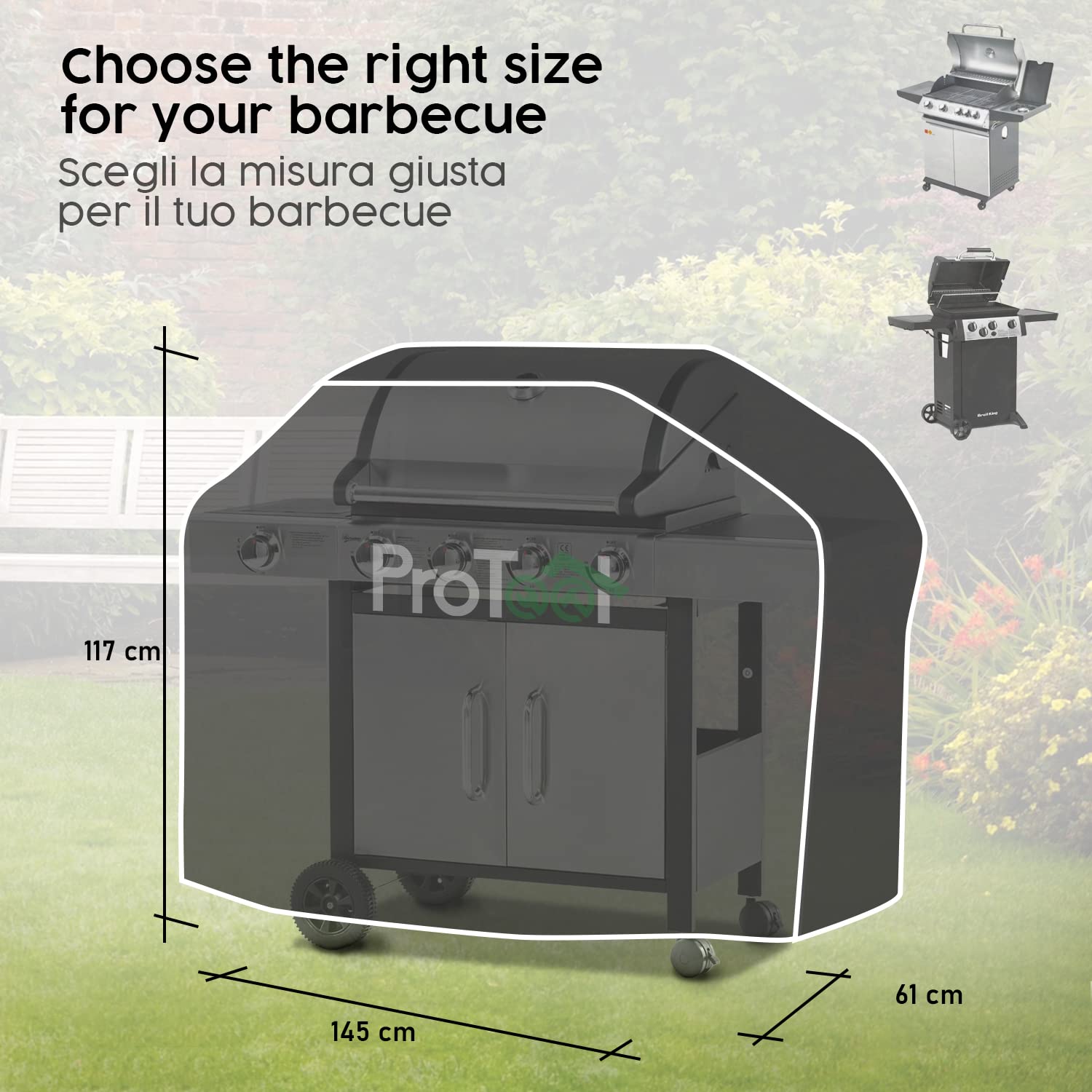 Copertura Impermeabile Per Barbecue 145x61x117cm - Telo Protettivo Anti Pioggia E UV - Foto 6