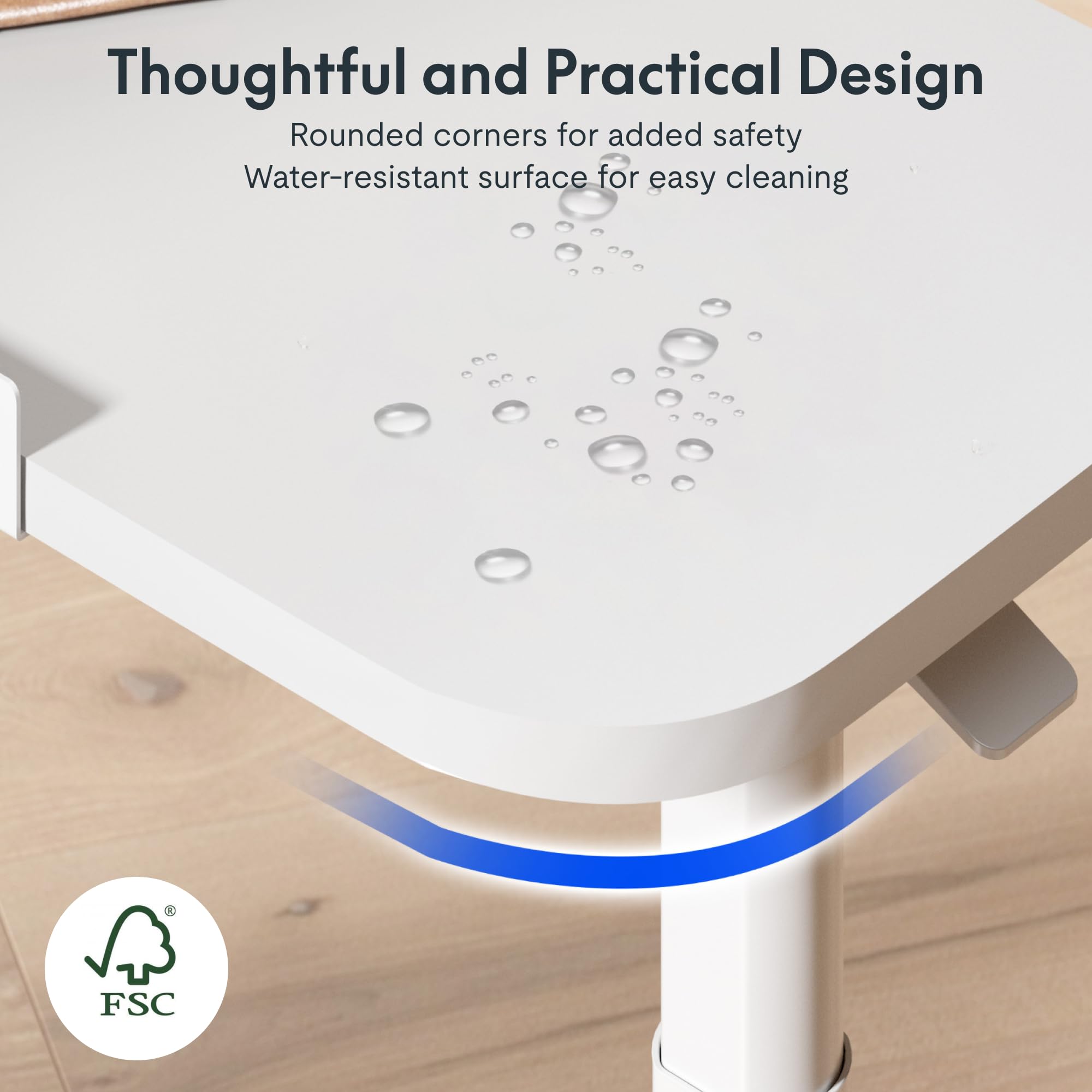 FLEXISPOT Mesa Auxiliar Ajustable en Altura para Dormitorio y Salón, Mesa Portátil para Sofá y Cama, Tablero Giratorio 0-90°, Mesa para Portátil en Forma de C con Ranura Antideslizante, Blanco
