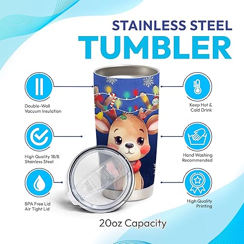 Miniatura 4 de Hyturtle Vaso personalizado de acero inoxidable de Navidad con tapa de 20 onzas, 30 onzas, doble pared aislada al vacío, taza de café de viaje,