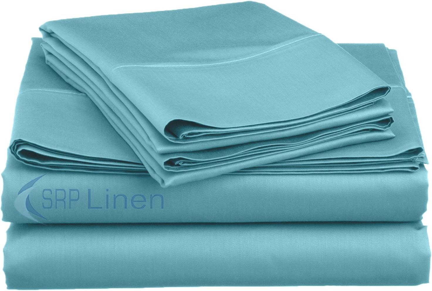 800-Thread-Count 4-Piece Luxurious Sheet Set Fits 14'' Deep Pocket Full Extra Long Size Light Blue Solid, 100% Egyptian Cotton!