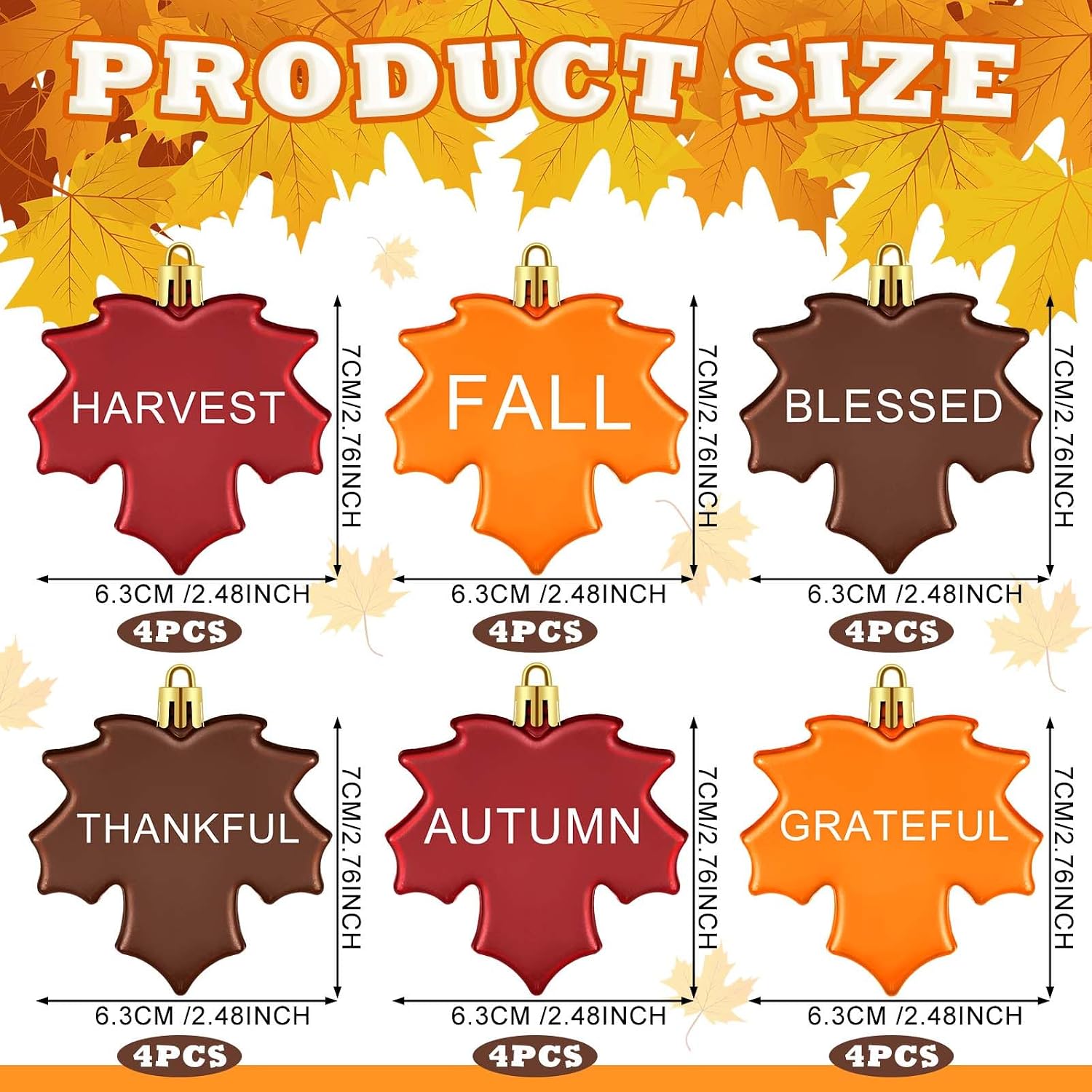 24 Pieces Fall Maple Leaf Hanging Ornaments Thanksgiving Tree Hanging Decor