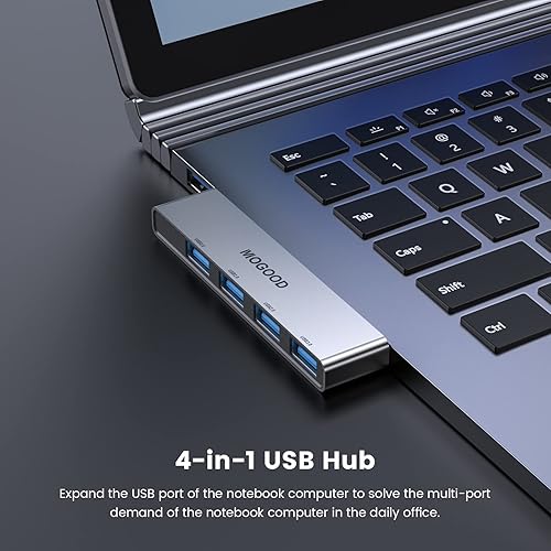 Miniatura 2 de MOGOOD Divisor USB - Adaptador multipuerto USB 3.0 para laptop, PC, MacBook, Mac Pro, Mac Mini, iMac, Surface Pro - Expansor de puerto USB, divisor