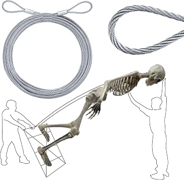 MorningRo 12 ft Skeleton Replacement Accessories - Replacement Coated Guy Wire Cable, Upgrade Stainless Steel Wire Repair Parts for 12ft Giant-Sized Skeleton Part U