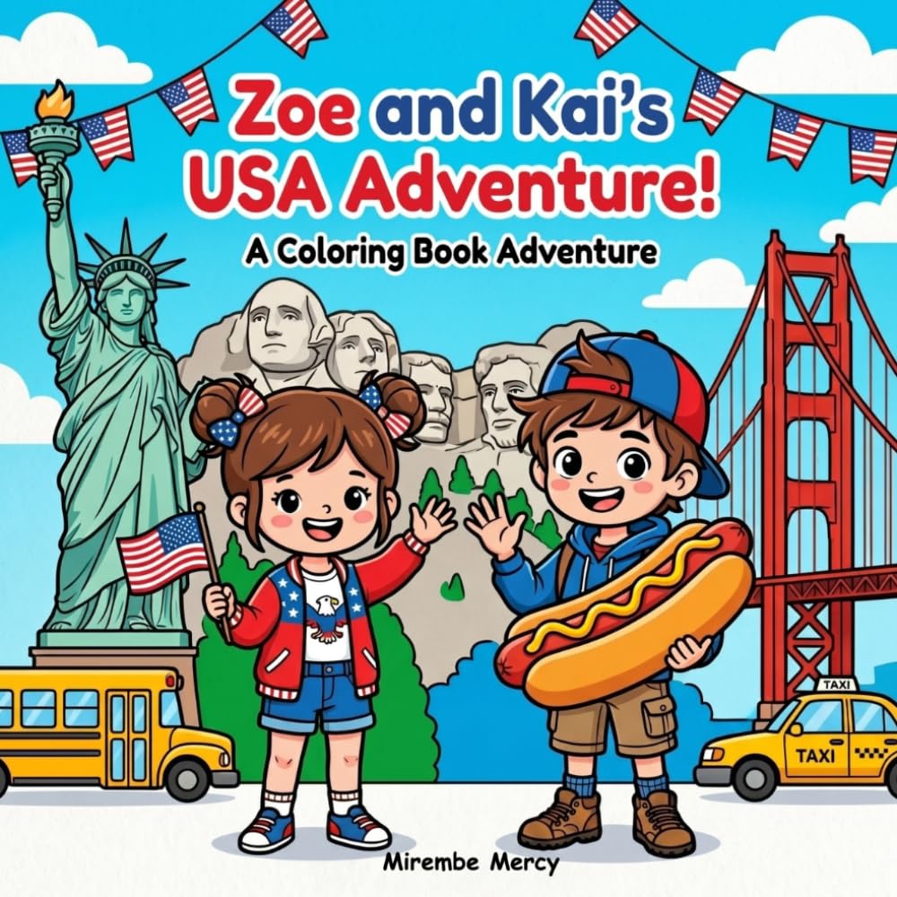 Zoe & Kai's USA Adventure Coloring Book: A Fun Travel Coloring and Activity Book for Kids | Explore Famous Landmarks, Food, Culture and More Across America! (Around the World Coloring Adventures)