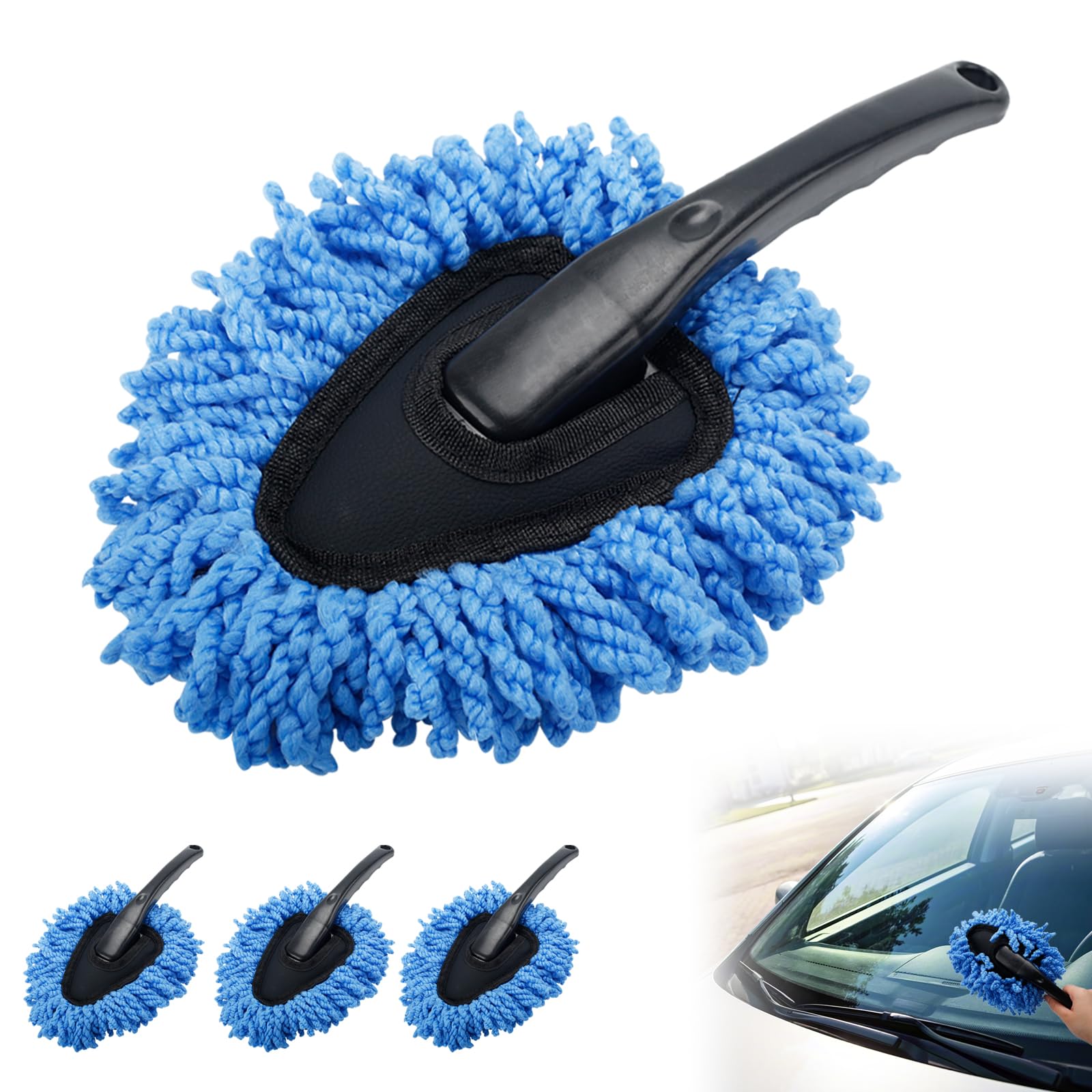 Vbgurr Blue 4Pcs Microfibre Noodle Car Duster Brush,Car Cleaning Brush (Blue)