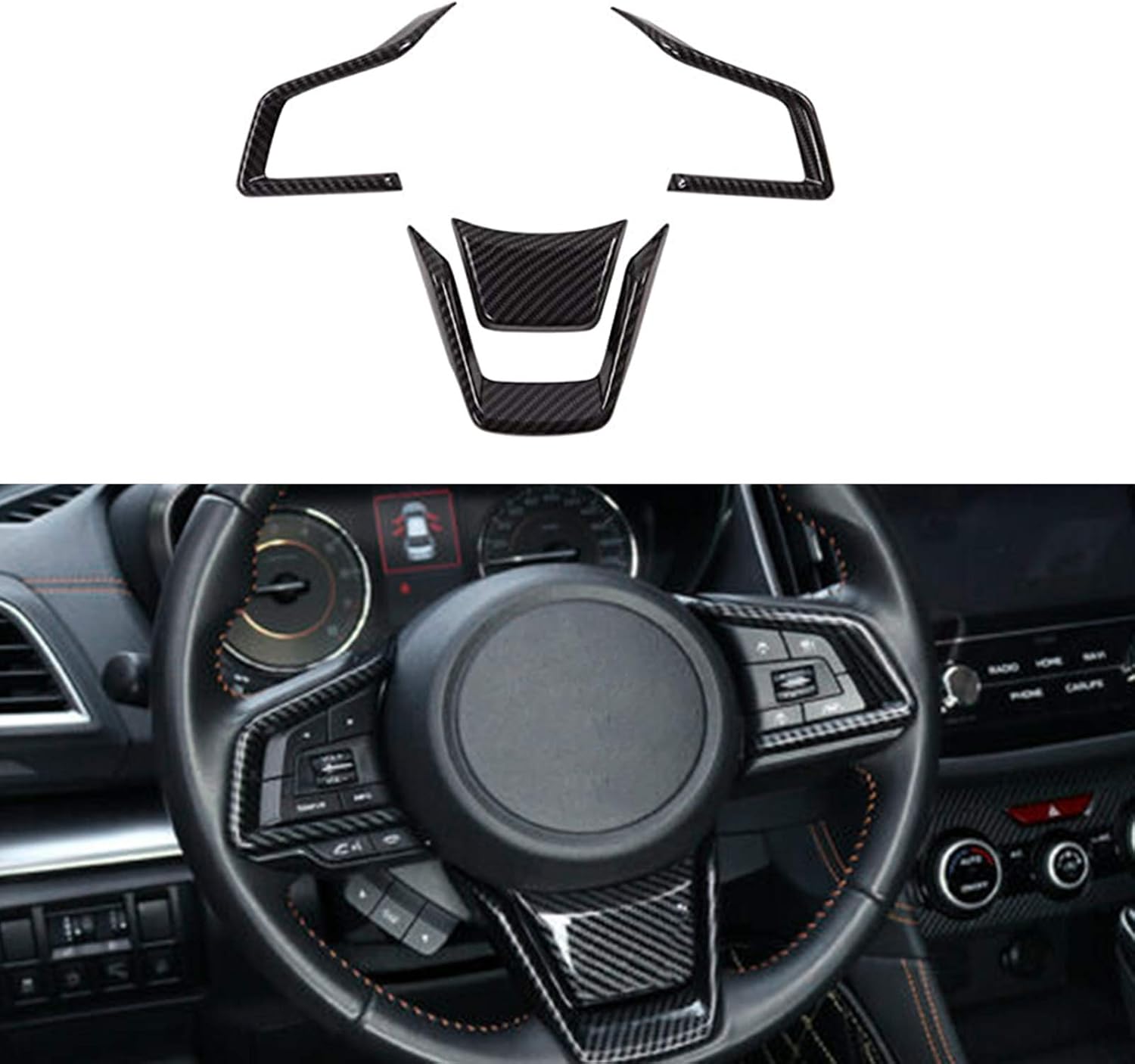 Carbon Fiber Steering Wheel Trim Cover for Subaru Forester Ascent SUV 2019 2020 2021 2022, for Legacy Outback Crosstrek XV Outback 2018-2022, for Impreza 2017-2022, 4PCS
