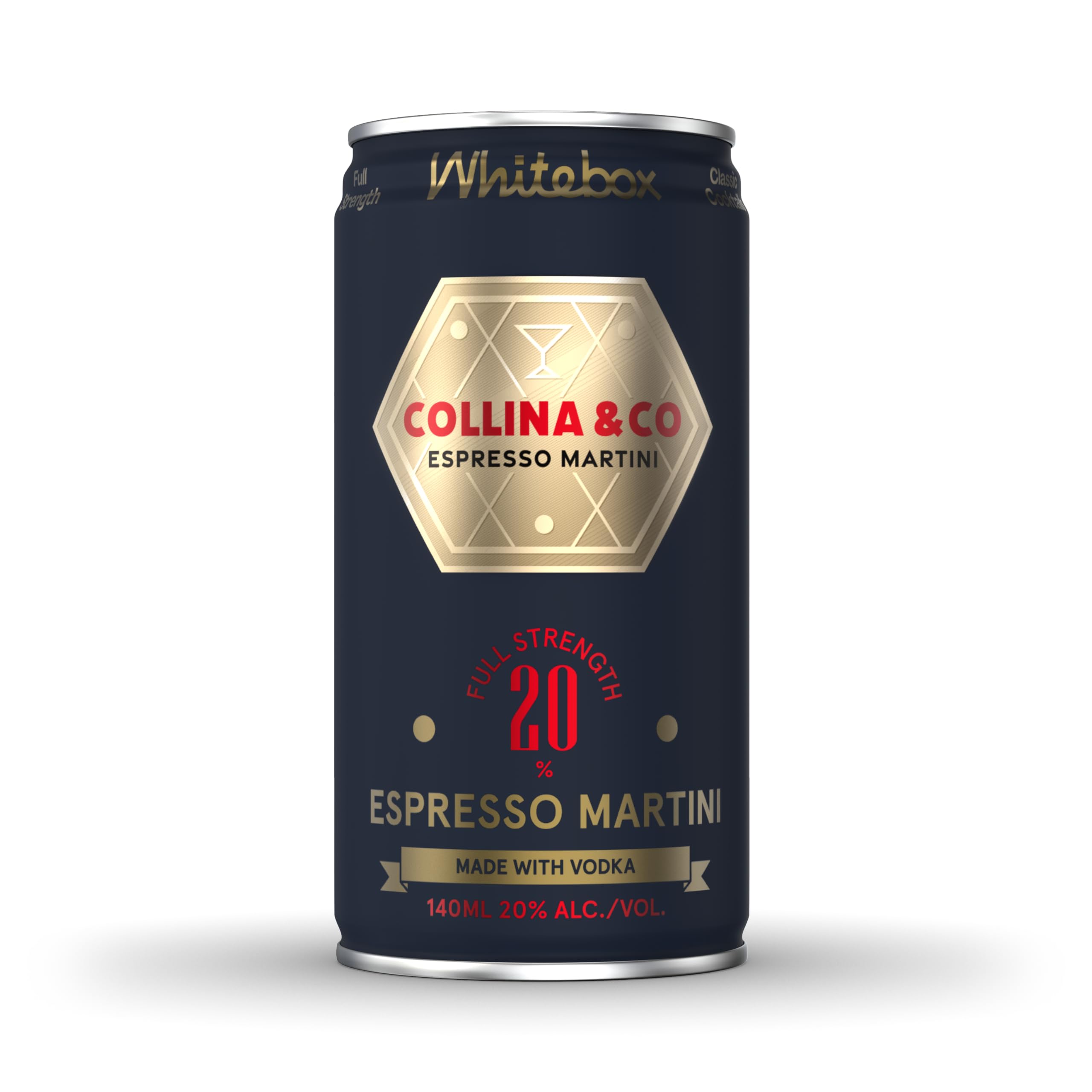 WHITEBOX COCKTAILS Single Serve Classic Collina & Co Espresso Martini — Single Cocktail Can | Classic Full Strength Espresso Martini Cocktail | Pre-mixed Cocktails Ready To Drink 1x140ml