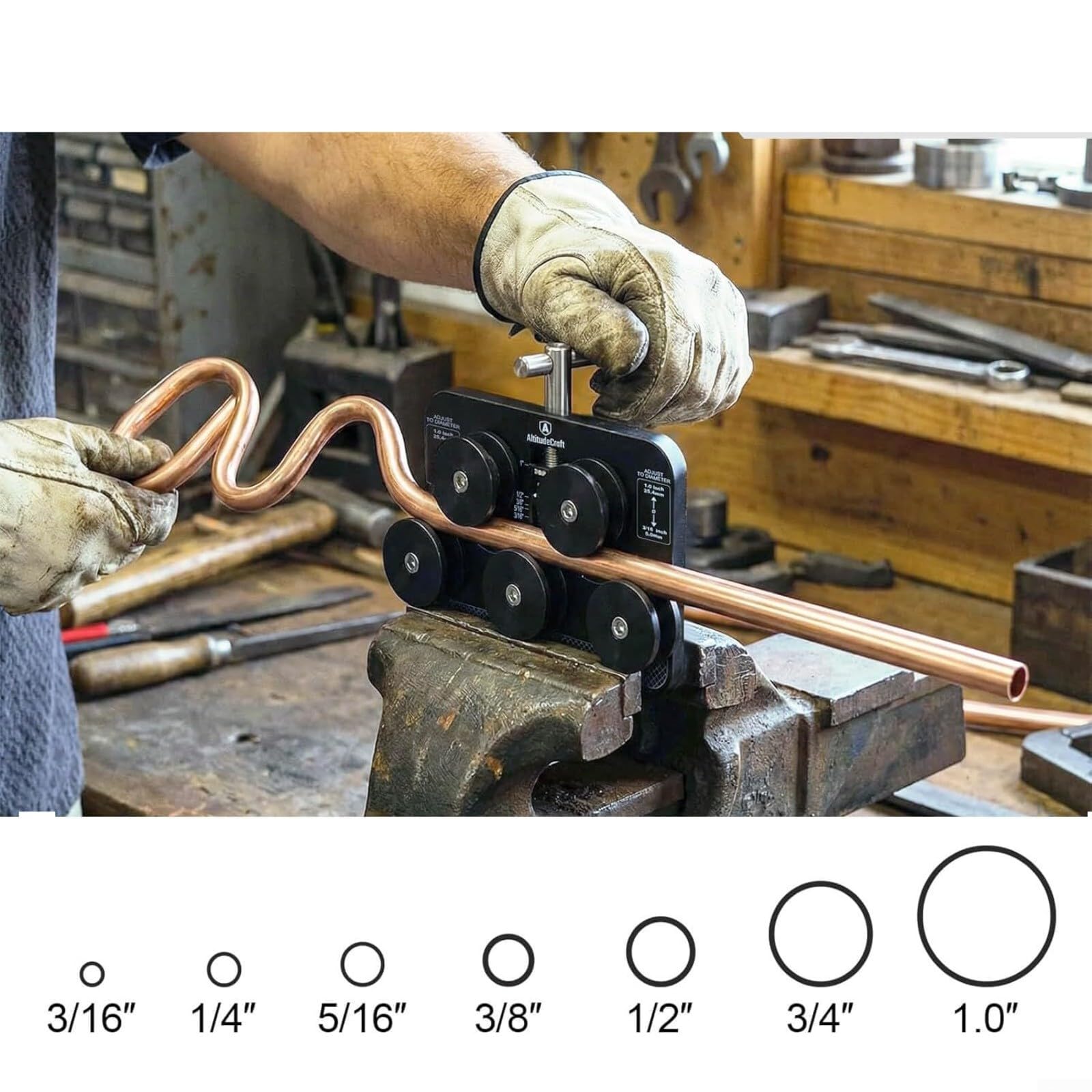 Raddrizzatore manuale per tubi in alluminio rame | Tubo in alluminio da 3/16 a 1 pollice, per linee dei freni, funziona con rame, rullo manuale portatile per garage officina