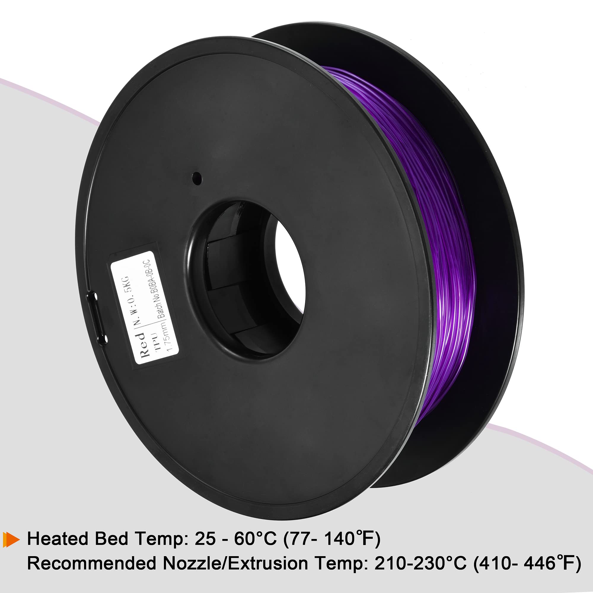 sourcing map 3D Drucker Filament 1.75 mm TPU Filamente Maßgenauigkeit +/- 0.05 mm Lila