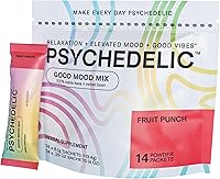 Vista 7 de Psychedelic Water Good Mood Mix - Ponche de frutas - Paquetes de polvo - Mezcla de bebida calmante de kava - Fácil de abrir una sola porción - Polvo