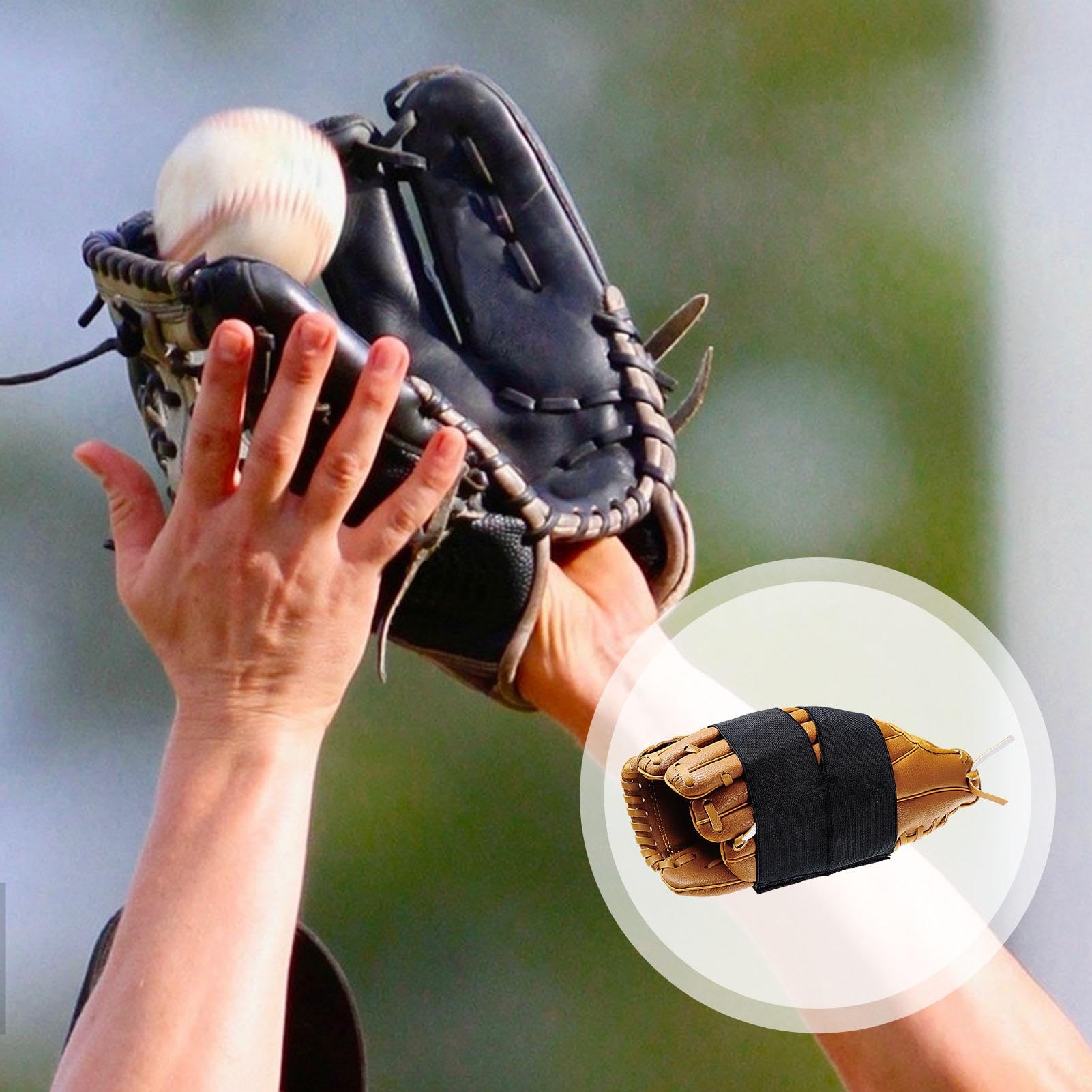 Enveloppe de de baseball, enveloppement élastique pour gants de softball, gants noirs pour fixer et façonner les gants, accessoires doux pour joueurs de baseball et de softball