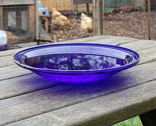 Miniatura 2 de Cuenco de vidrio agrietado, 14 pulgadas, azul cobalto