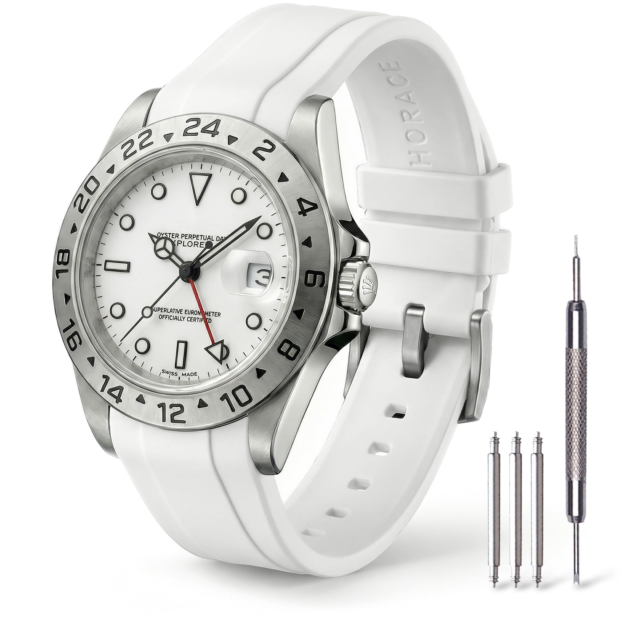 HORACE 20 mm Uhrenarmband aus Premium FKM Kautschuk – Flexibel, Wasserdicht & Langlebig – Kompatibel mit Rolex Explorer II 16570 40mm