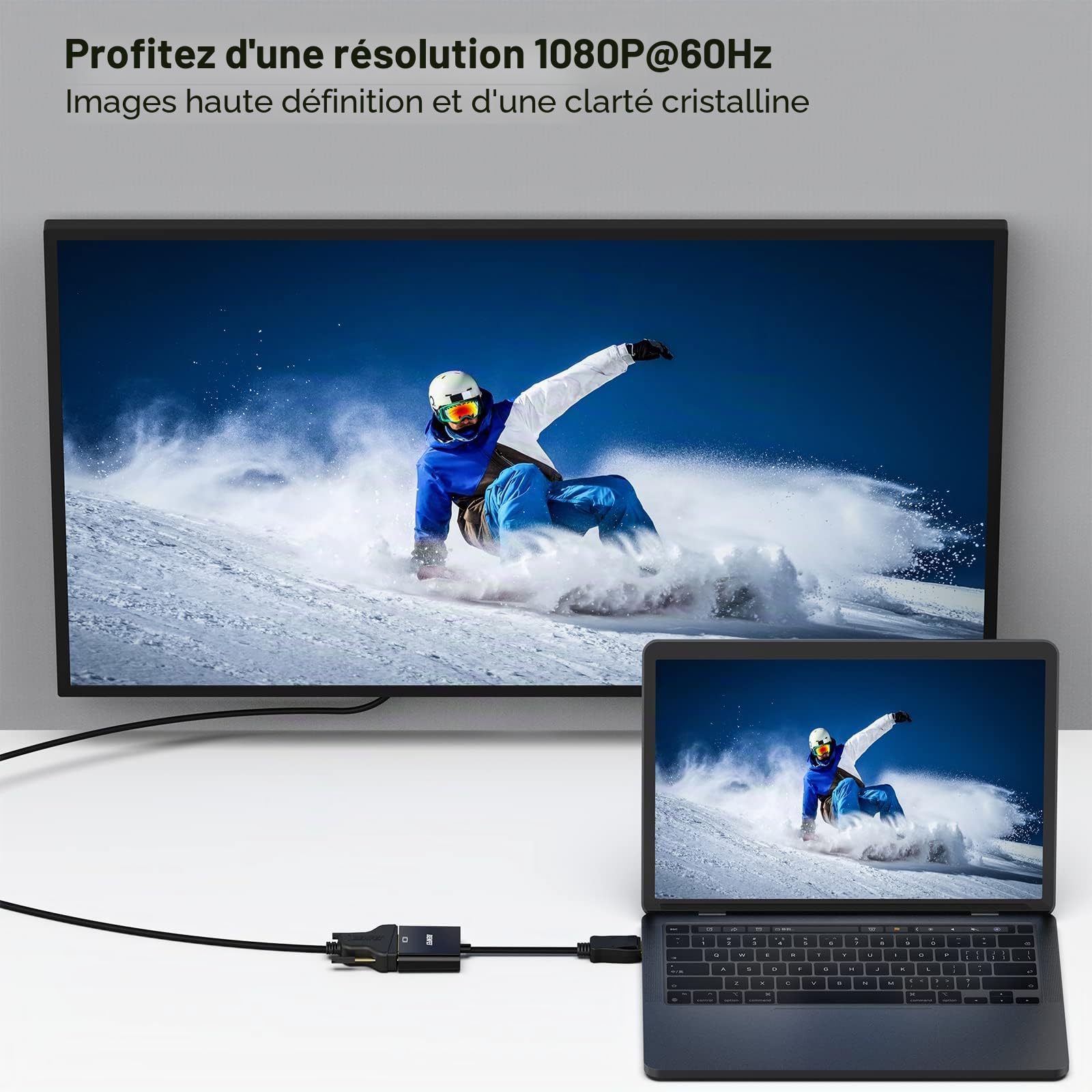 BENFEI Adaptateur DisplayPort vers DVI-D mâle vers Femelle Noir Compatible Lenovo Dell HP