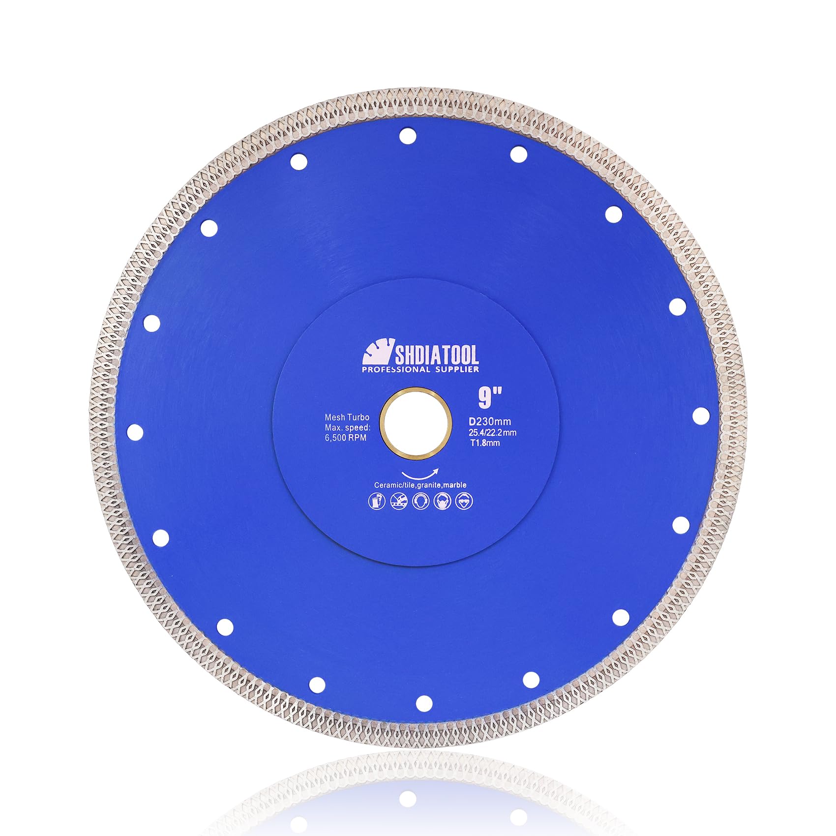 SHDIATOOL Disco de corte de diamante X Malla Turbo segmento de borde prensado en caliente sinterizado Hoja de sierra circular para azulejos mármol