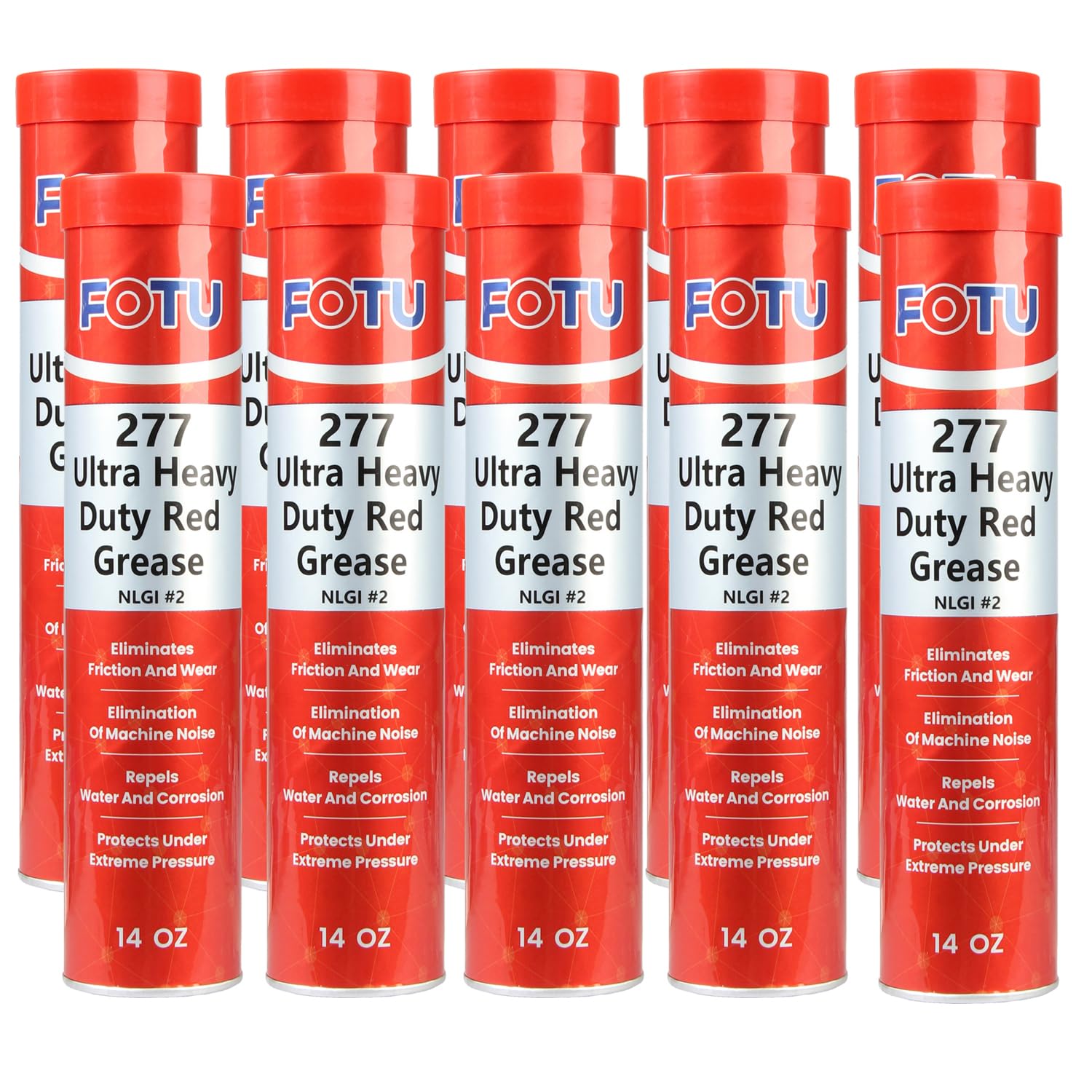 FOTU Grasa roja ultra resistente, tubo de grasa sintética superlubricante, grasa para rodamientos de ruedas para accesorios de semirremolque (paquete de 10)