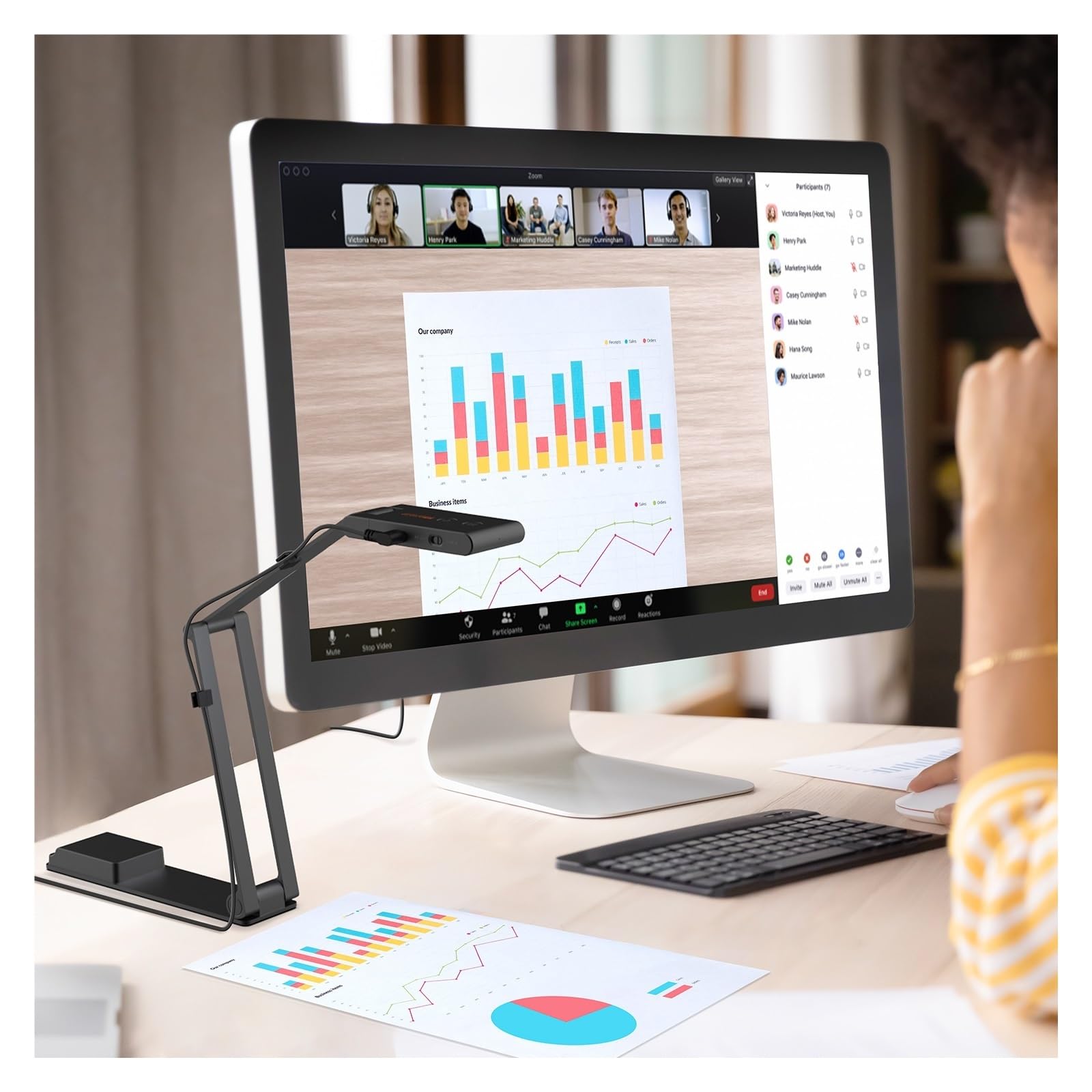 EDEDE Scanner de Documents, Caméra de Documents USB avec Micro à réduction de Bruit AI - Capture 13MP 4K Ultra HD Format A3, Double Mode Automatique, lumière LED
