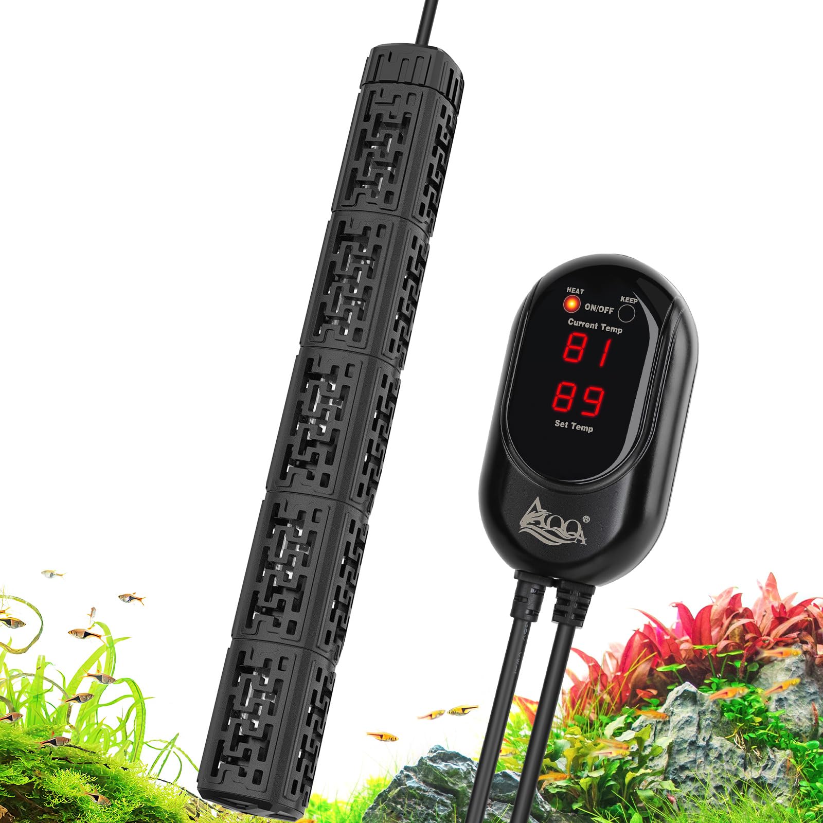 AQQA Fish Tank Heater,Aquarium Heater 50W 150W 250W 400W 500W 800W for 3-220 Gal,Set Temperature 59℉-93℉ Temperature Accuracy,Out of Water or High Temperature Automatic Power Off (400W to 50-100 gal)