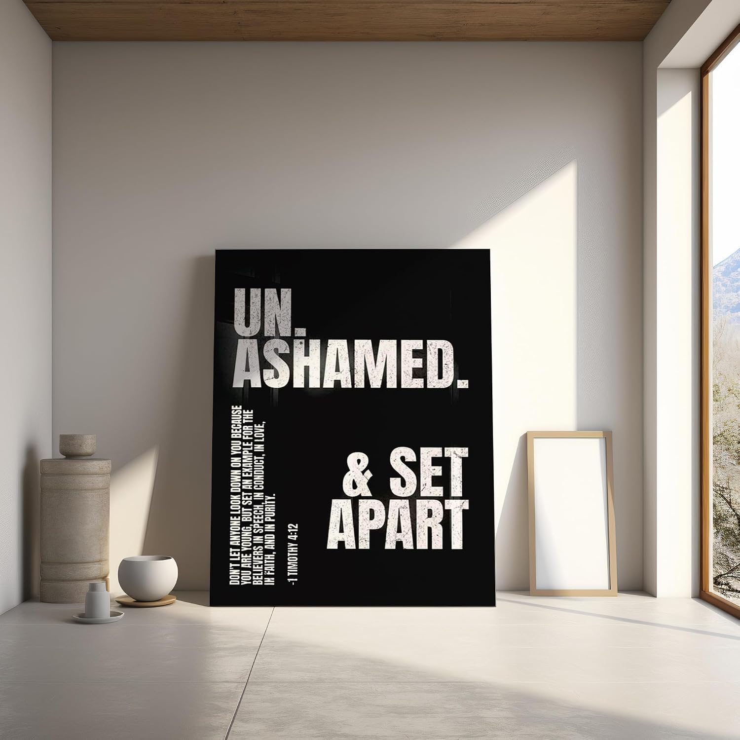 NATVVA Ashamed & Set Apart Wall Art Poster Bible Verse Prints Canvas Painting For Teen Boy Room Christian Home Bedroom Teen Room Decor Unframed