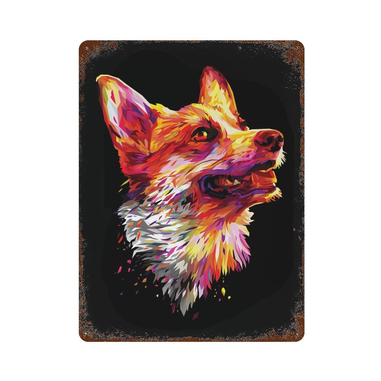 Corgi Dog Abstract Decorative Tin Sign 15.7"x11.8", Rustic Home Decor for Garage, Pub Or Kitchen