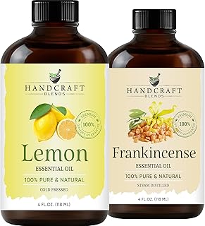 Handcraft Blends Lemon Essential Oil and Frankincense Essential Oil Set – Huge 4 Fl. Oz – 100% Pure and Natural Essential ...