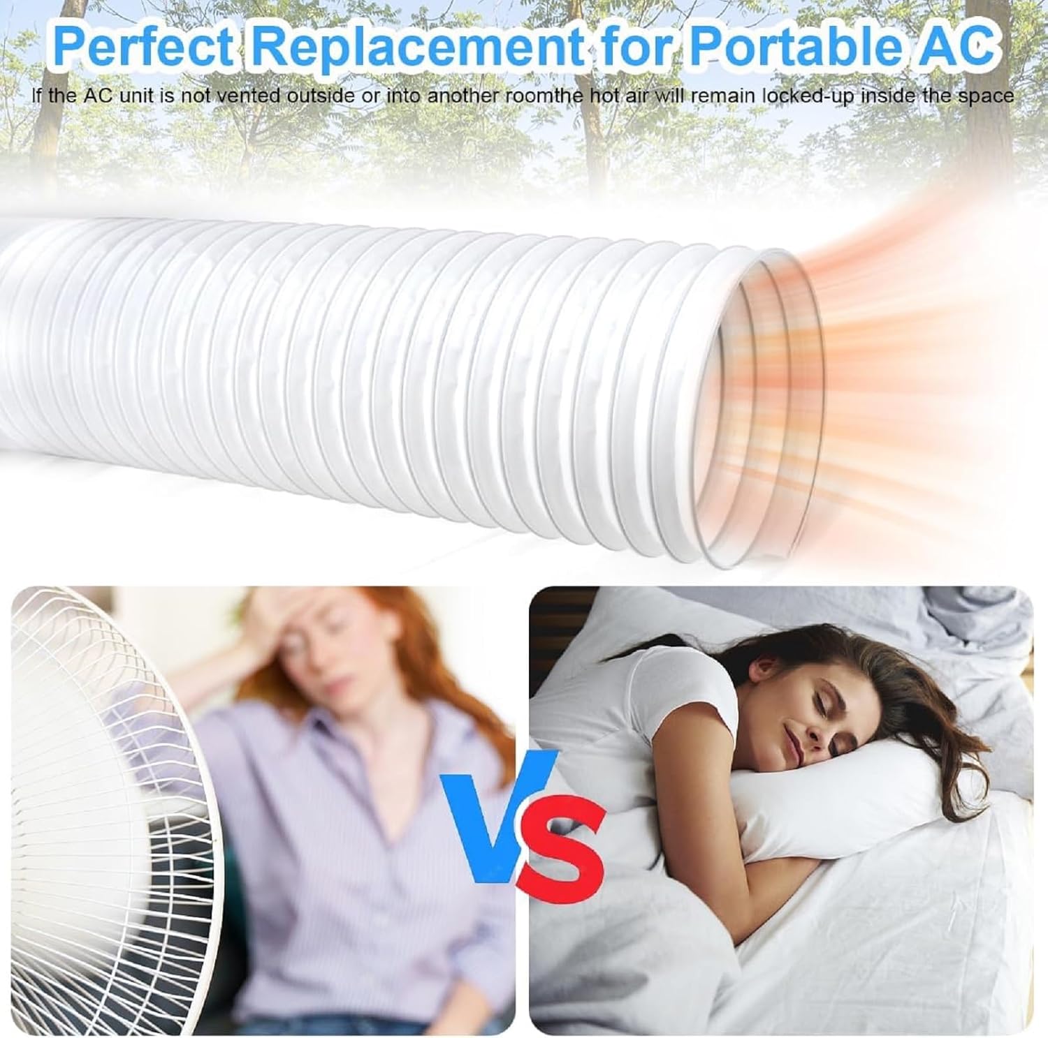 Portable Air Conditioner Hose Anti-Clockwise Thread, AC Exhaust Hose 79" Length 5.9 Inch Diameter, Universal AC Tube Hose Kit Parts Accessories Vent Replacement Tube