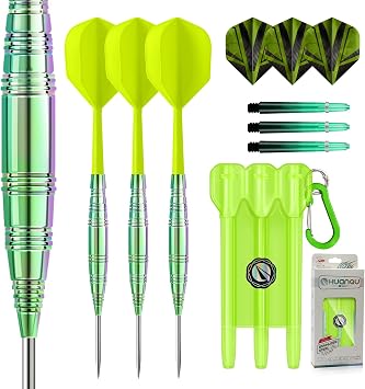 Professional Steel Tip Darts Set, 3 Pack 21/22/23/24g Darts Metal Tip Set with Extra Dart Shafts/Flights & Dart Accessories, Dart Boards for Adults, Includes Sharpener & Darts Case