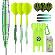 Professional Steel Tip Darts Set, 3 Pack 21/22/23/24g Darts Metal Tip Set with Extra Dart Shafts/Flights & Dart Accessories, Dart Boards for Adults, Includes Sharpener & Darts Case