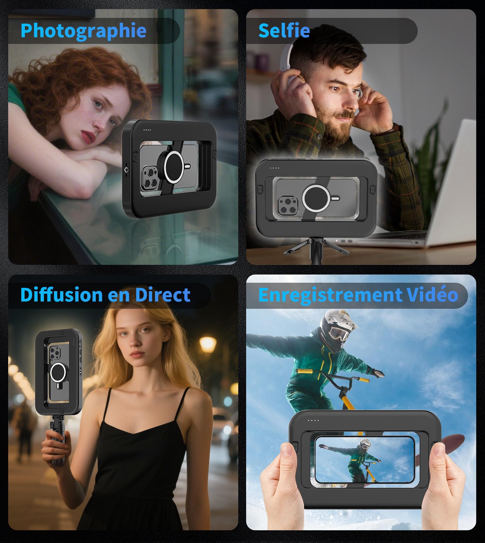 TONEOF Lampe Selfie Portable Rechargeable, Magnétique RGB avec Mini Trépied