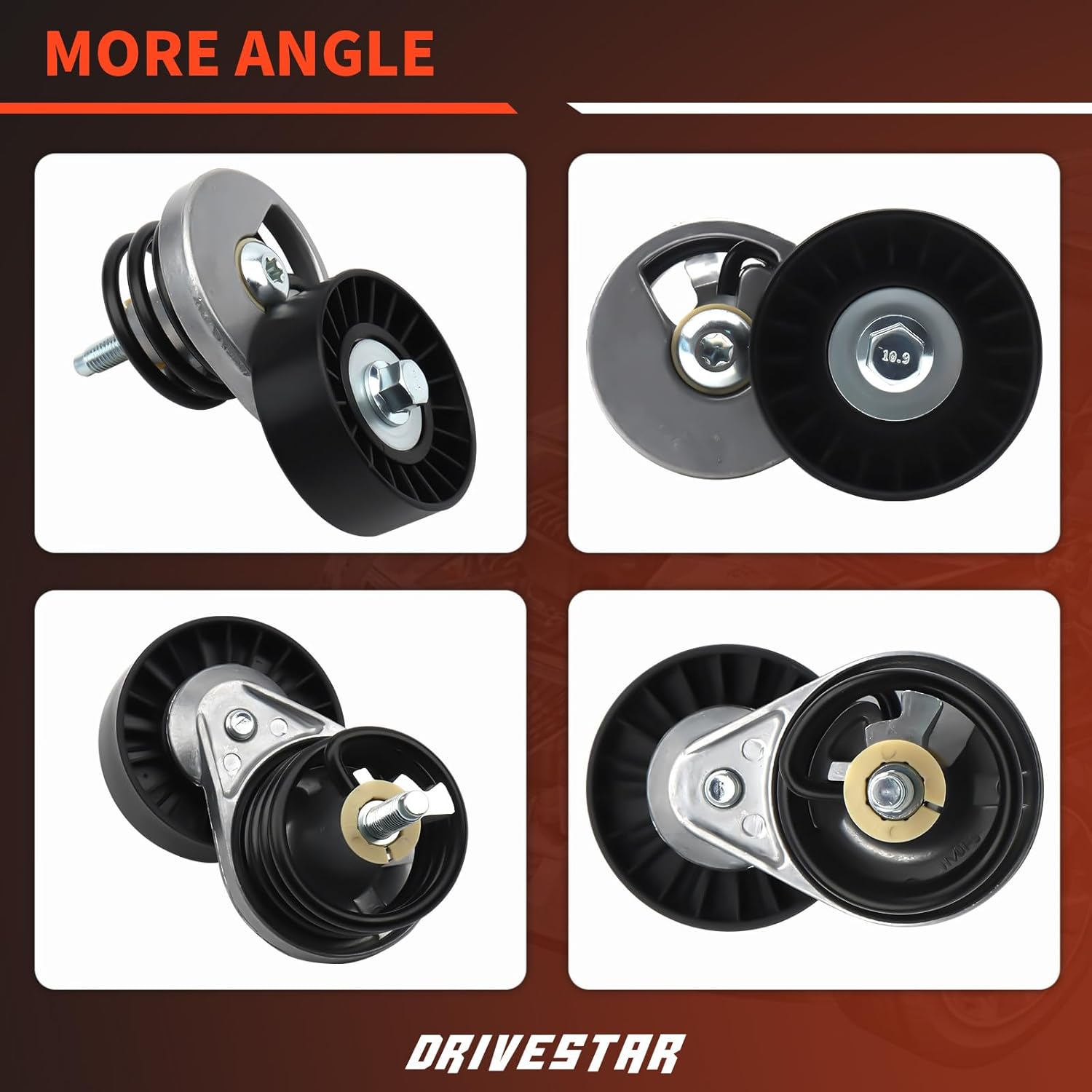 DRIVESTAR Belt Tensioner with Pulley Assembly Compatible for 1992 1993 1994 Ford F150 F250 F350 E350 Econoline 5.0L 5.8L