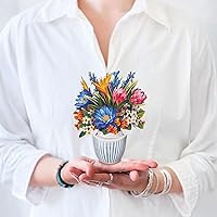 Vista 27 de Freshcut Paper Tarjetas de felicitación desplegables, Oasis de orquídeas, tarjeta de felicitación 3D desplegable de ramo de flores en tamaño natural