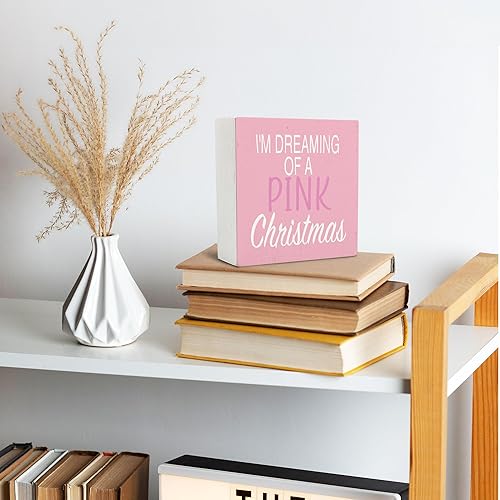 Miniatura 3 de Navidad rosa, letreros de madera de Navidad, decoraciones de Navidad rosas, letreros de madera de Navidad rosa para decoración del hogar, letrero de