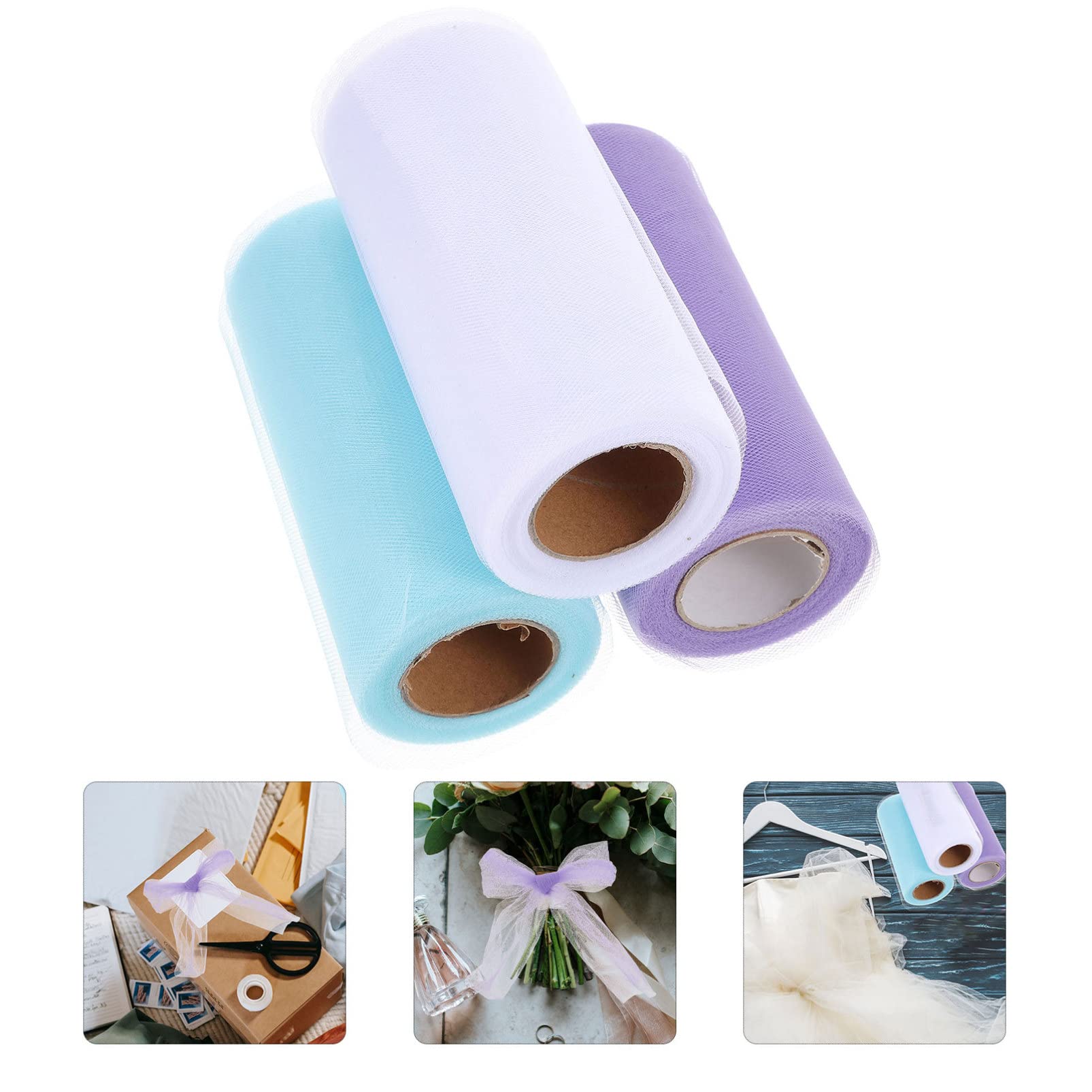 Lot de 2 Rouleaux de Tulle Élégants pour Décoration de Mariage Fait Main 3 Rouleaux