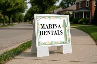 Marina Rentals Easter Spring Pastel Eggs Up Arrows A-Frame Single Sided 23x23 in. Yard Road Sign