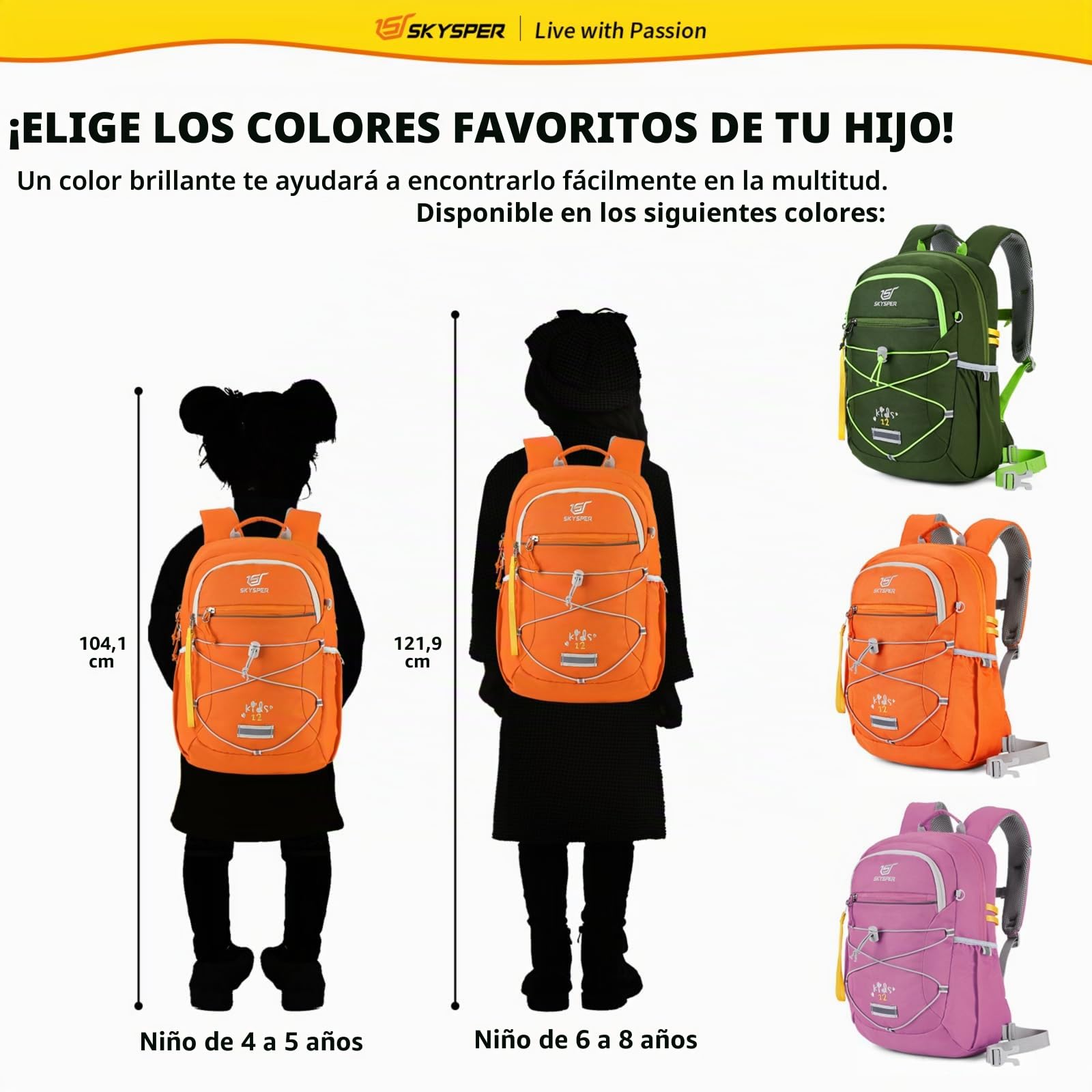 SKYSPER Mochila Infantil 12L, Mochila de Jardín de Infantes | para Niños y Niñas de 3 a 8 Años Mochilas Escolares Primaria