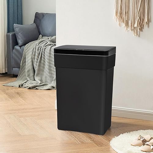 Miniatura 2 de PayLessHere Bote de basura de 13 galones (50 litros) con tapa, basurero de plástico para cocina, bote de basura automático con sensor de movimiento,