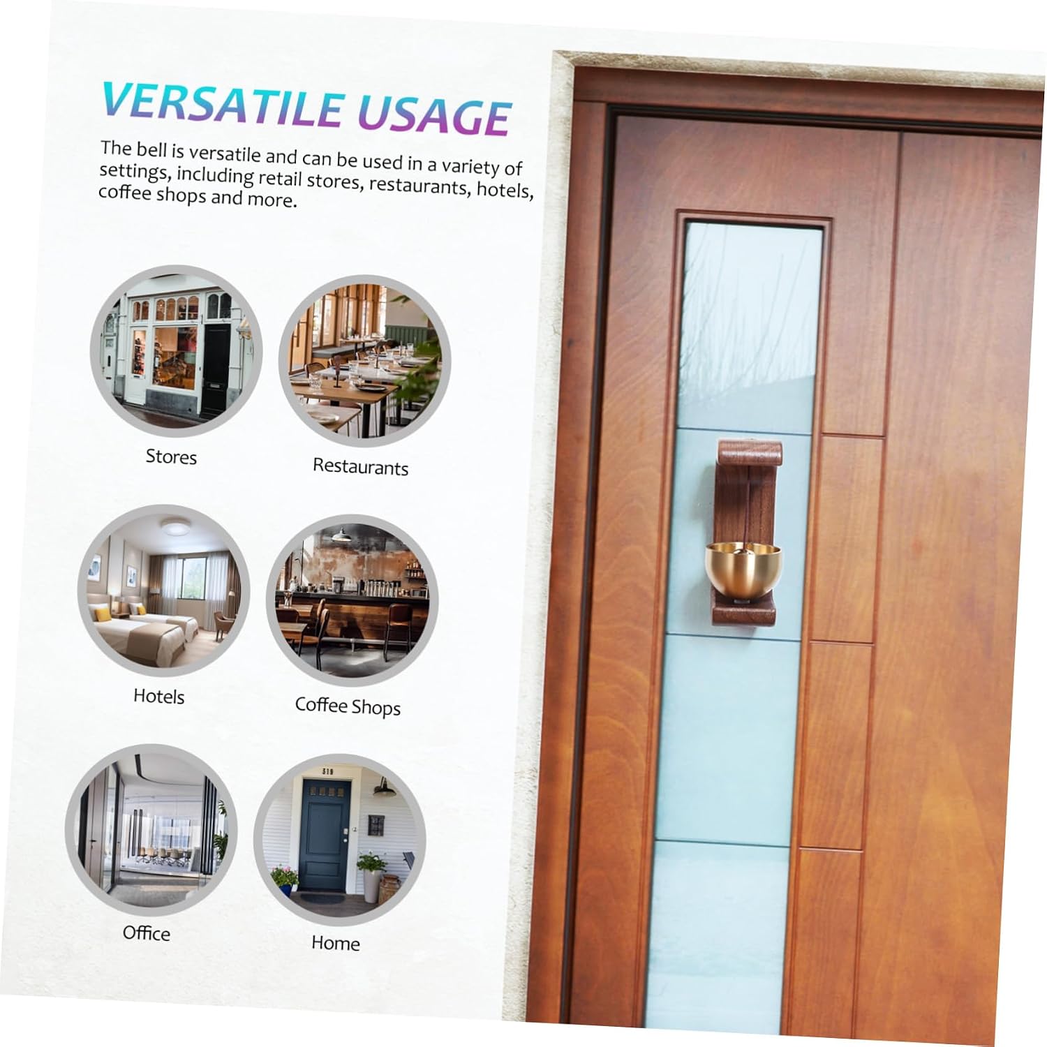 Tofficu 4pcs Wooden Door Chime Classic Japanese Style Decor Shopkeeper Bell Entry Alert for Fridge Home Office